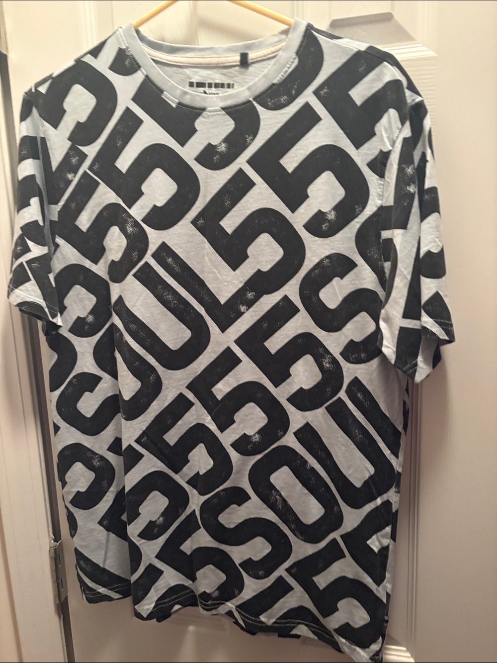 Triple Five Soul Black and White All-Over Logo Tee